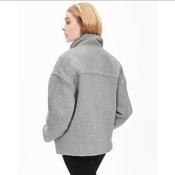 NWOT Banana Republic Grey Fur Collar Coat Jacket - Picture 2 of 3